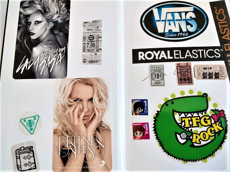 Lady Gaga and Britney Spears stickers on the journal