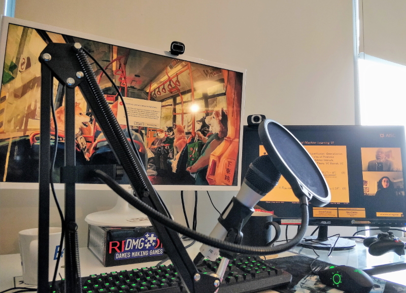Home office studio with microphone and webcam
