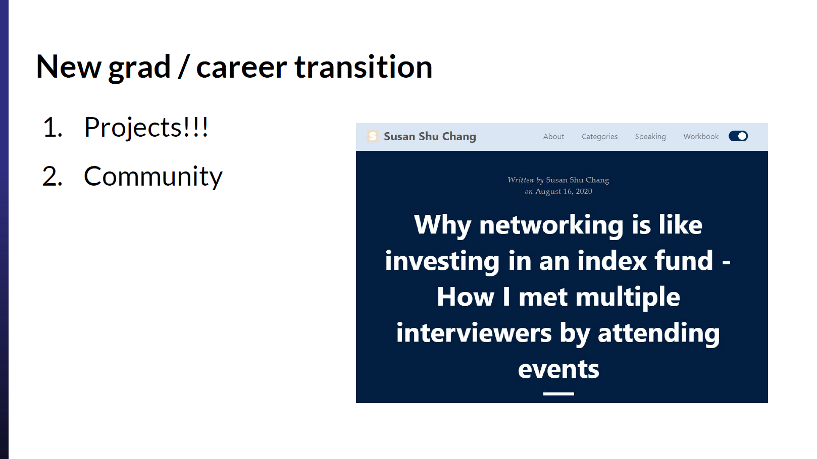 Finding a data science job as a new grad: Attending conferences and events.